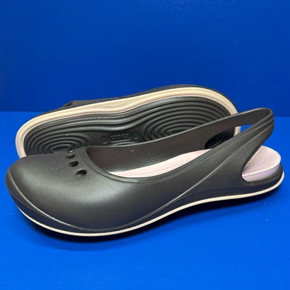Crocs Tone Skyler Slingback Flats Brown Pink Comfort Casual Womens Shoes 6